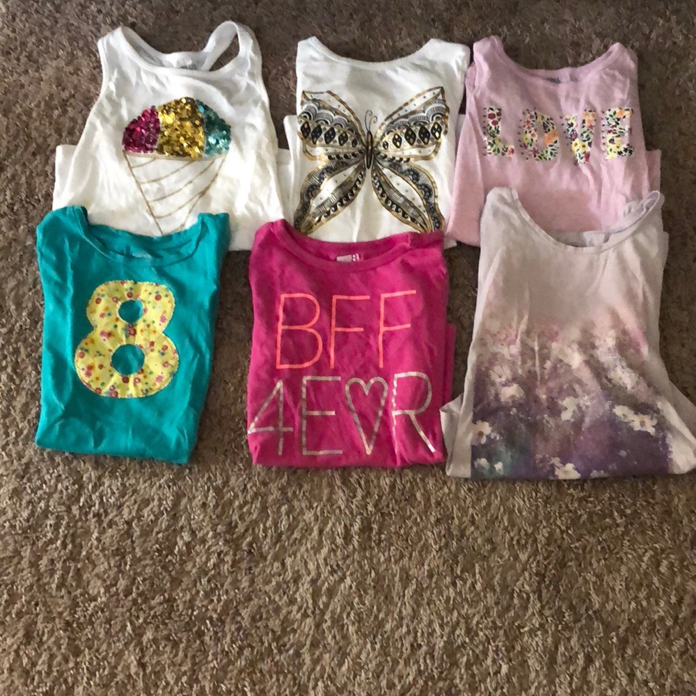 6 girl shirts crazy 8,old navy,and cherokee